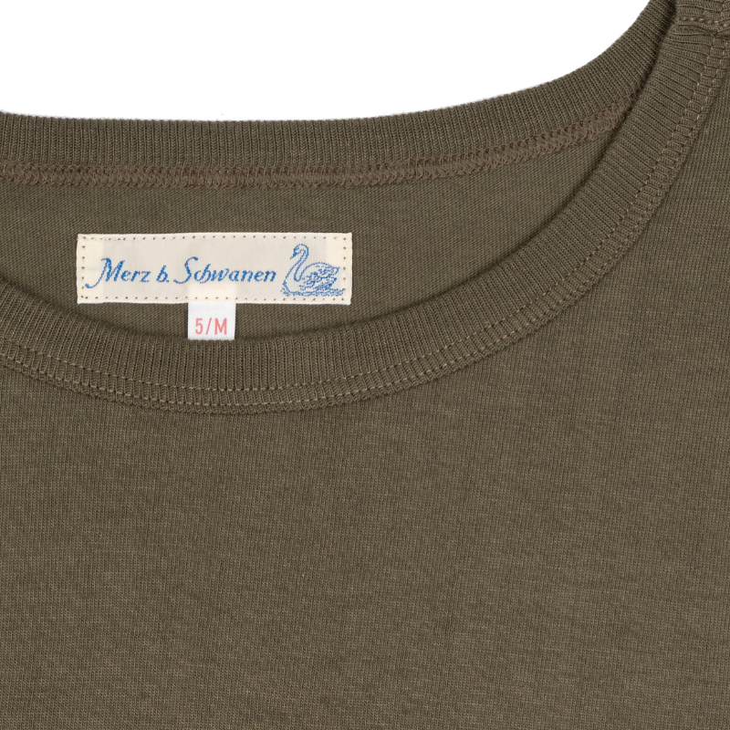 1950s THE ORIGINALS Loopwheeled Classic Fit Lightweight T-Shirt - Army - Collar