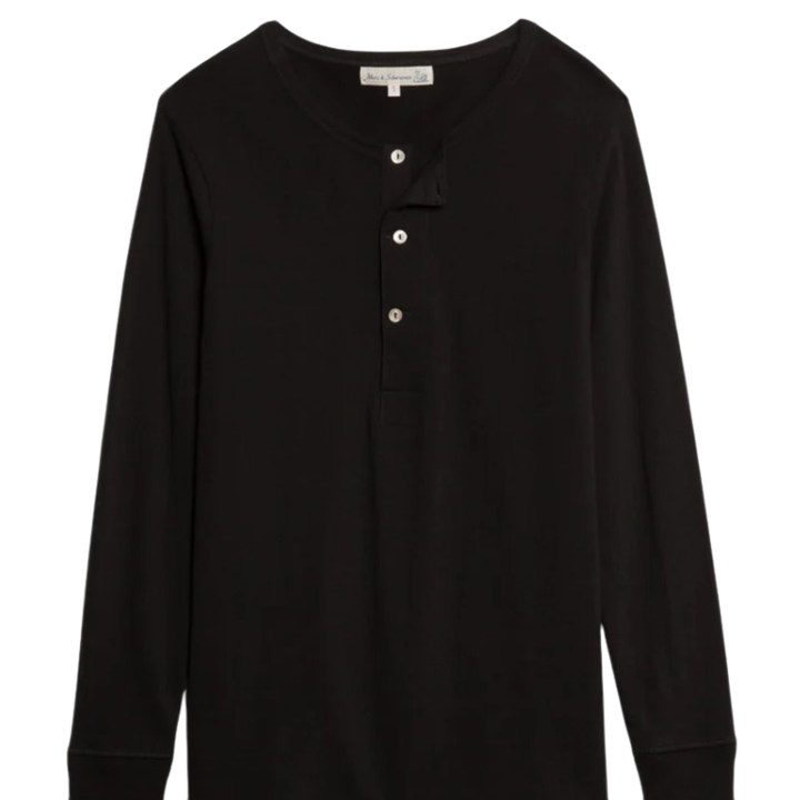 2M06 THE ORIGINALS Vintage Machine Refined Classic Fit Long Sleeve Henley - Black