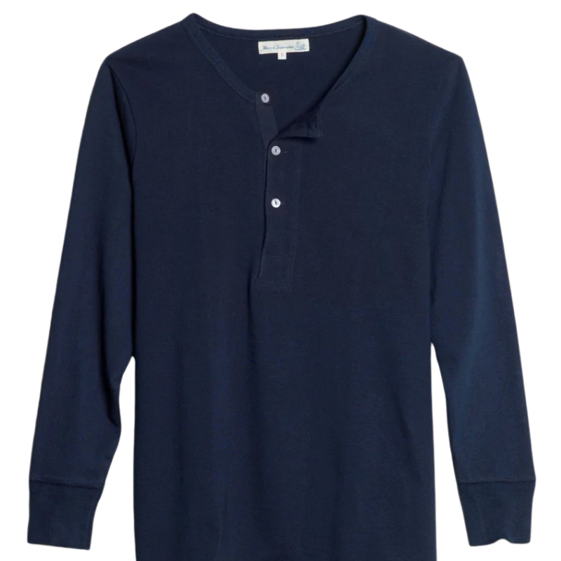 2M06 THE ORIGINALS Vintage Machine Refined Classic Fit Long Sleeve Henley - Ink Blue
