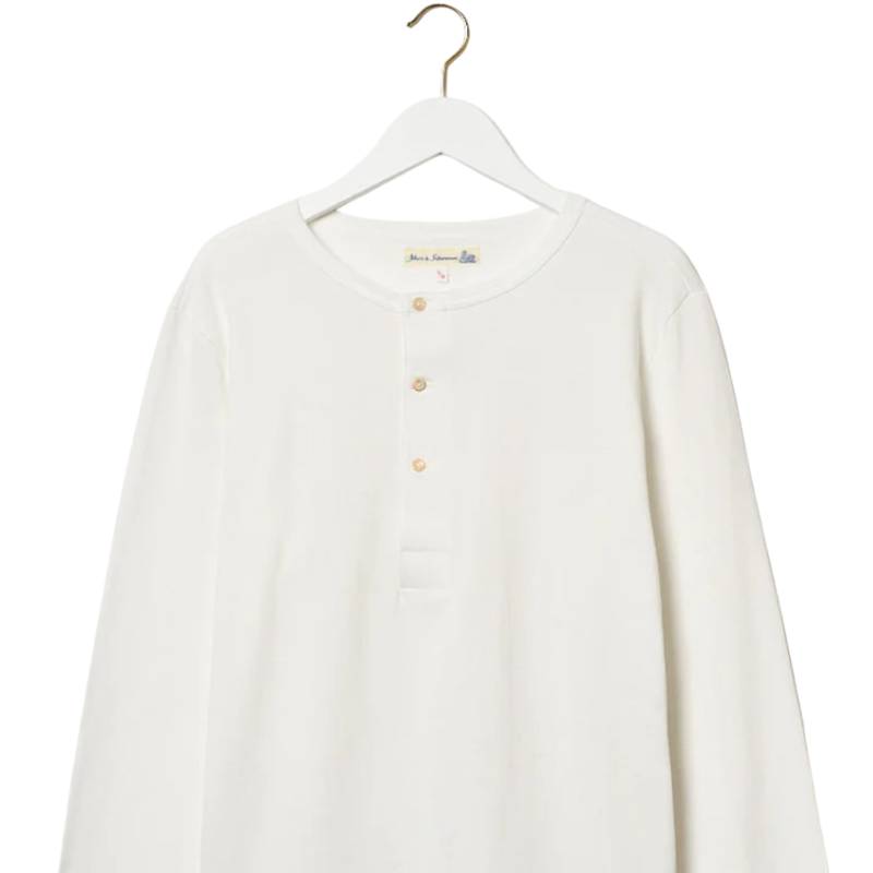 2M06 THE ORIGINALS Vintage Machine Refined Classic Fit Long Sleeve Henley - White