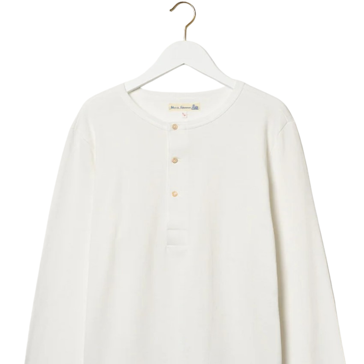2M06 THE ORIGINALS Vintage Machine Refined Classic Fit Long Sleeve Henley - White