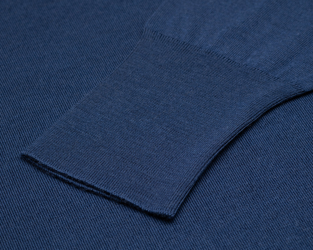 Bobby Merino Wool V-Neck Jumper - Hemingway Blue