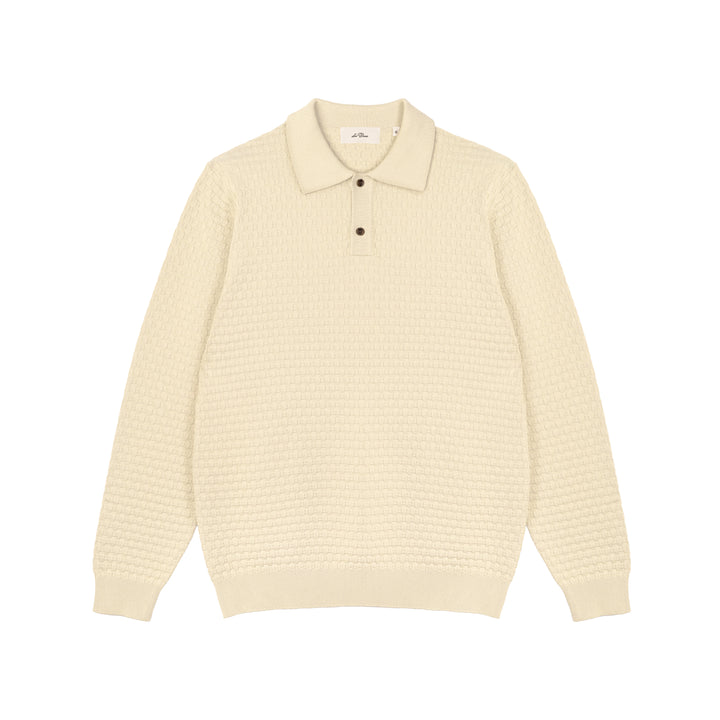 Billy Weave Knitted LS Polo - Light Ivory