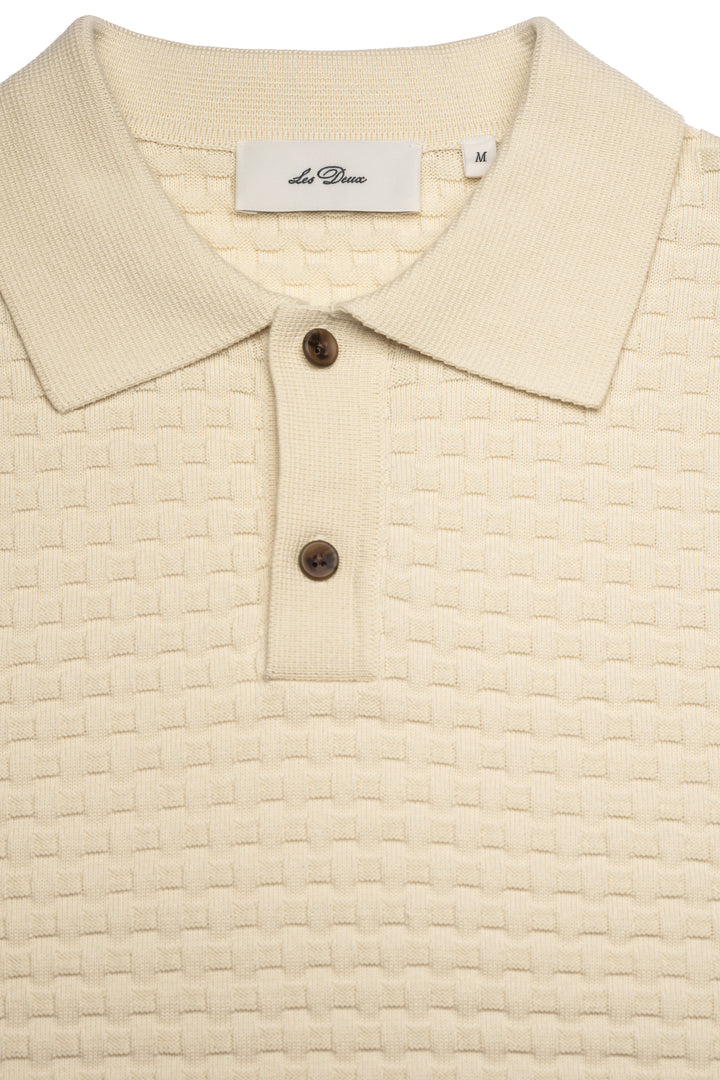 Billy Weave Knitted LS Polo - Light Ivory
