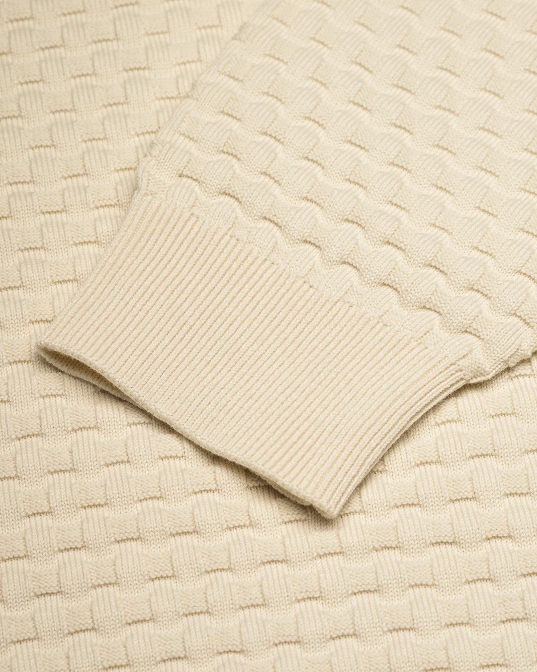 Billy Weave Knitted LS Polo - Light Ivory