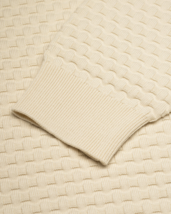 Billy Weave Knitted LS Polo - Light Ivory