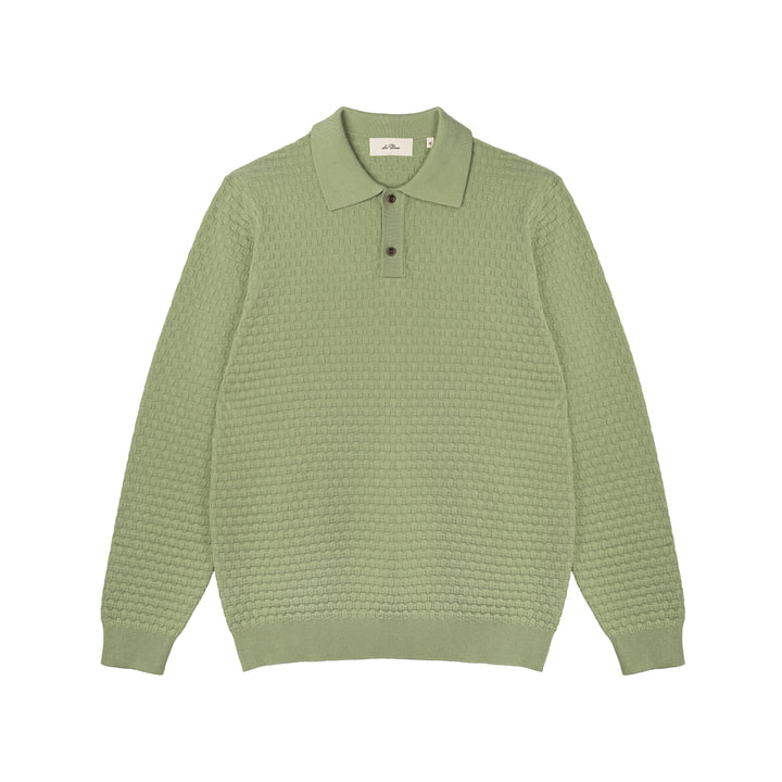 Billy Weave Knitted LS Polo - Tea Green