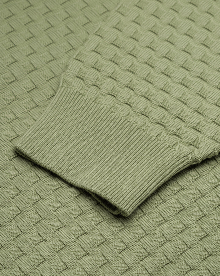 Billy Weave Knitted LS Polo - Tea Green