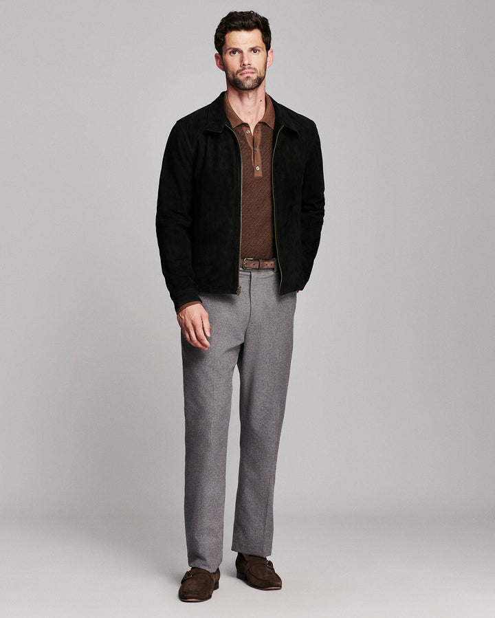 Suede Harrington Jacket - Black