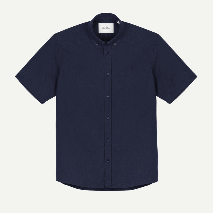Konrad Cotton Linen Short-Sleeve Shirt - Dark Navy