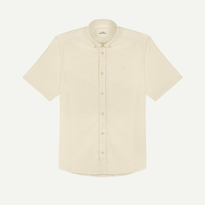 Konrad Cotton Linen Short Sleeve Shirt - Eggnog White
