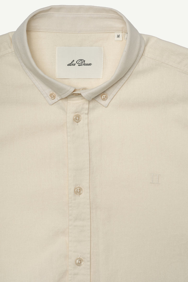Konrad Cotton Linen Short Sleeve Shirt - Eggnog White