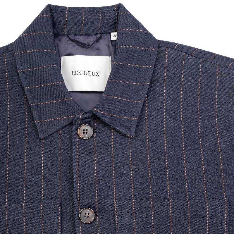 Les Deux Marseille Pinstripe Hybrid Jacket Close Up