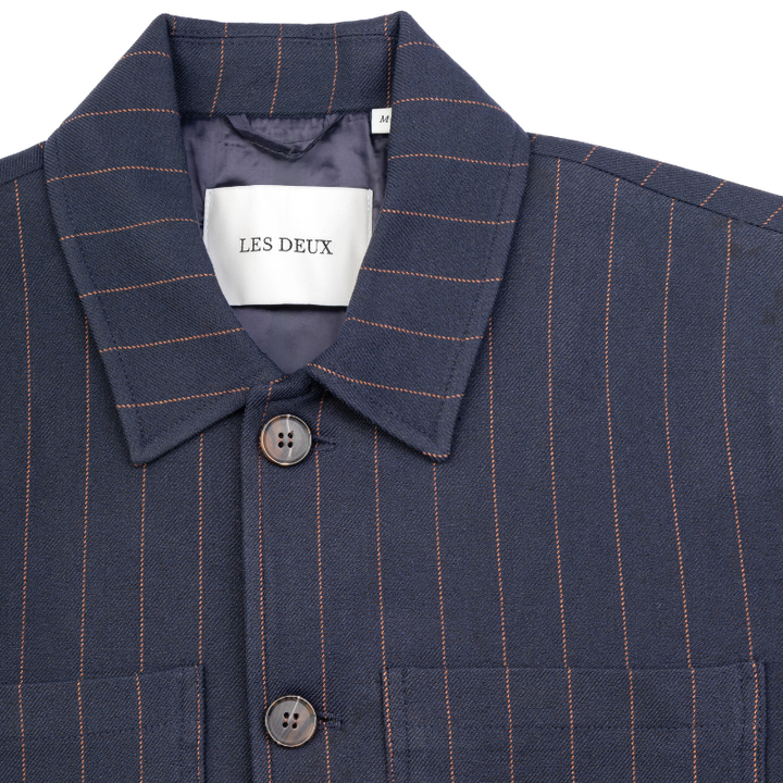 Les Deux Marseille Pinstripe Hybrid Jacket Close Up