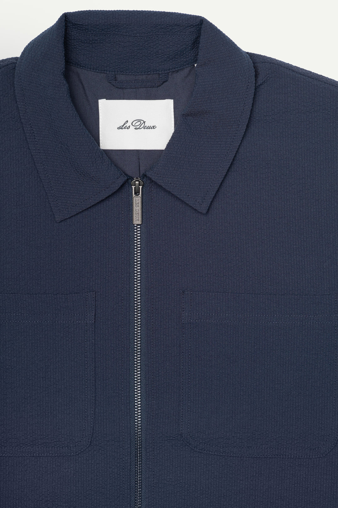 Marseille Seersucker Zipper Jacket - Dark Navy