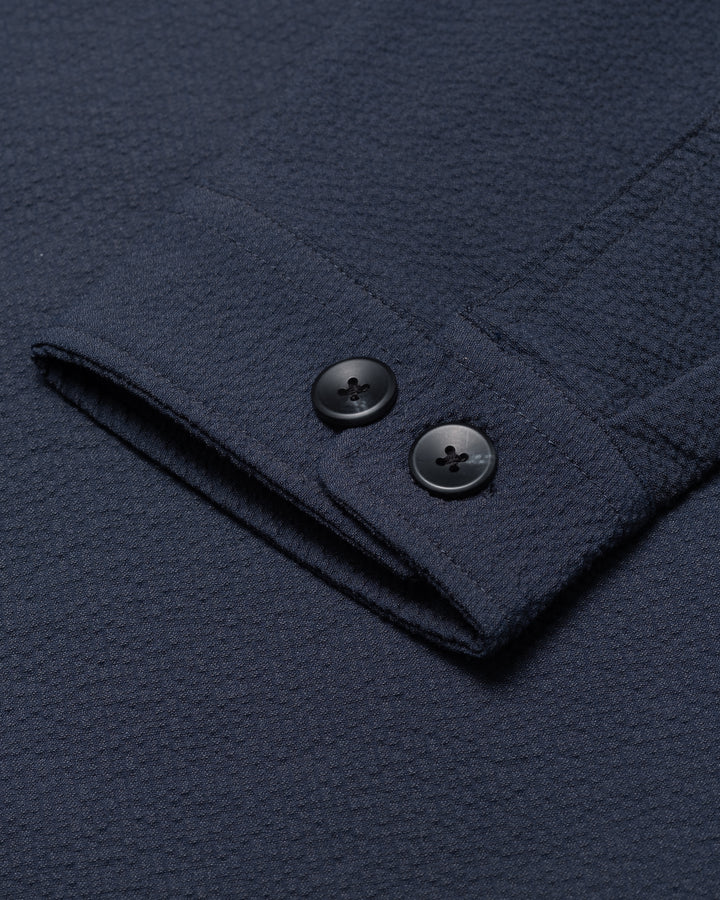Marseille Seersucker Zipper Jacket - Dark Navy
