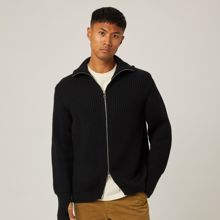 Peregrine Fisherman Cardigan Black