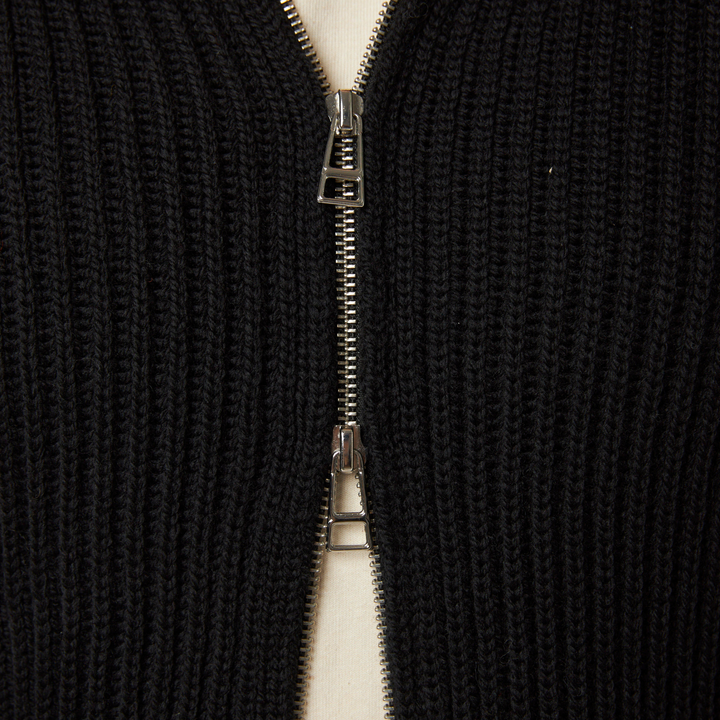 Peregrine Fisherman Cardigan Black Zipper