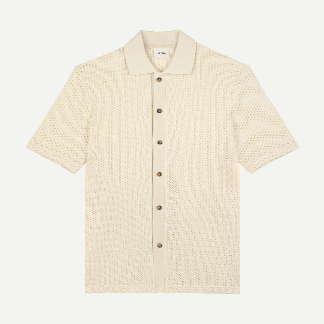 Pointelle Short Sleeve Shirt - Egg Nog White