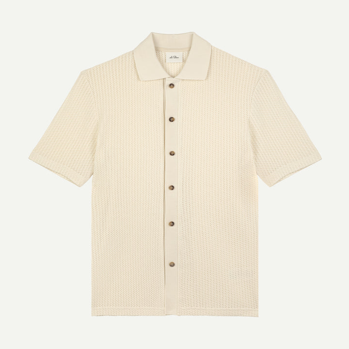 Pointelle Short Sleeve Shirt - Egg Nog White
