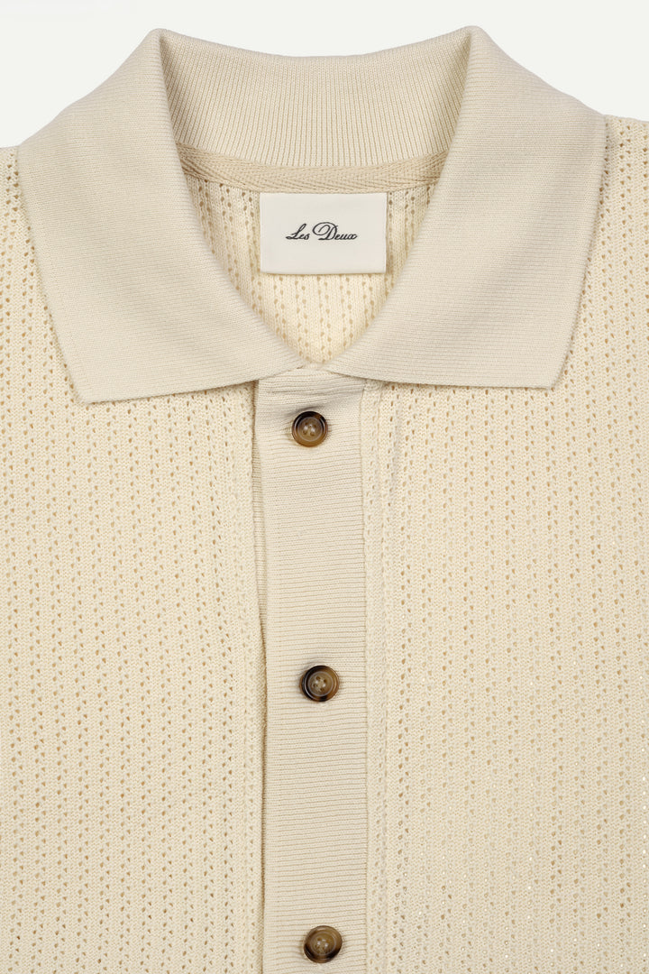 Pointelle Short Sleeve Shirt - Egg Nog White