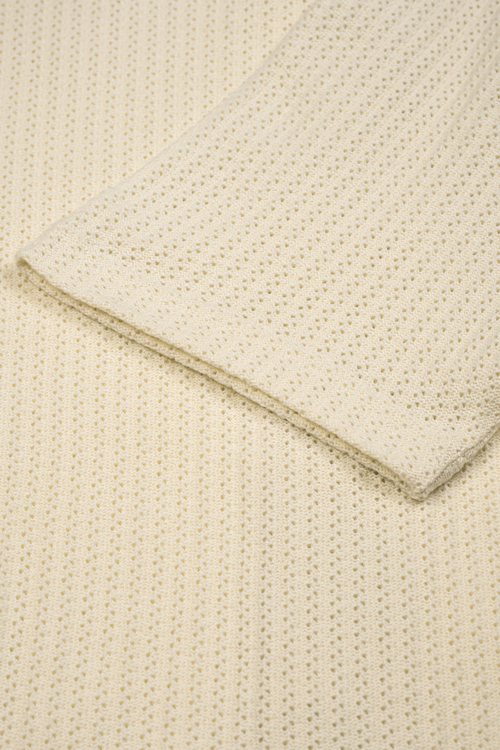 Pointelle Short Sleeve Shirt - Egg Nog White