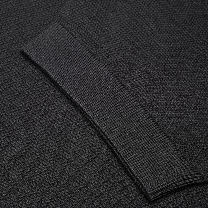 Roth Merino Wool Polo Shirt - Black - Sleeve