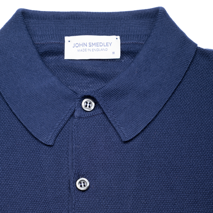 Roth Merino Wool Polo Shirt - Navy - Collar