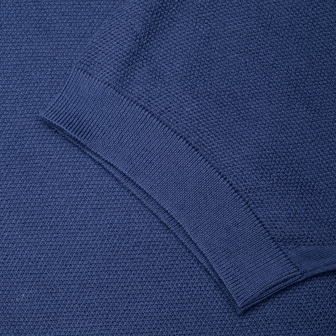 Roth Merino Wool Polo Shirt - Navy - Sleeve