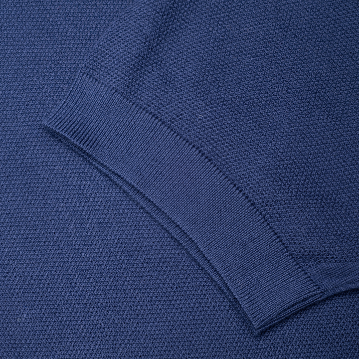 Roth Merino Wool Polo Shirt - Navy - Sleeve