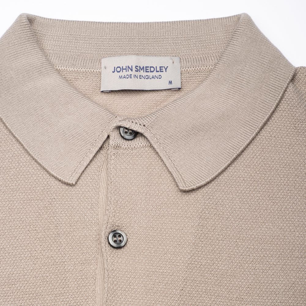 Roth Merino Wool Polo Shirt - Parchment - Collar