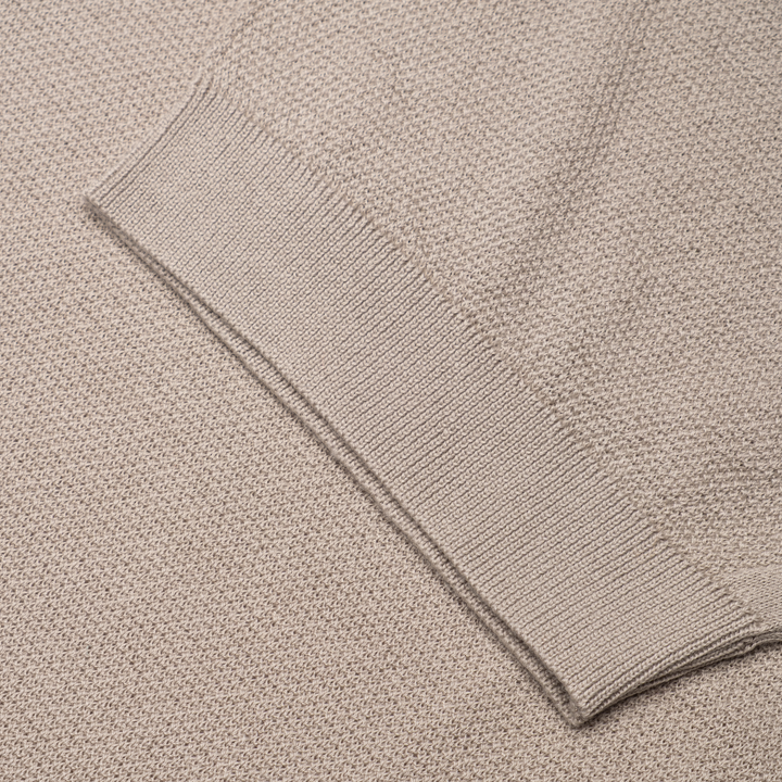 Roth Merino Wool Polo Shirt - Parchment - Sleeve