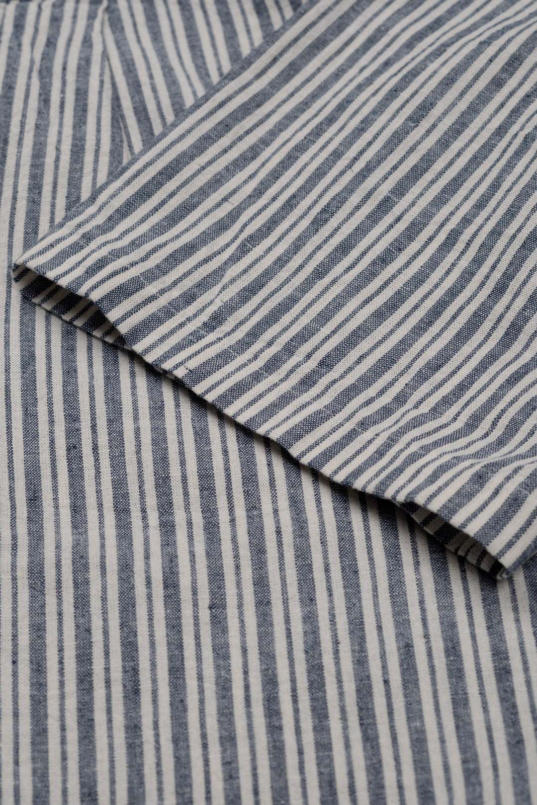 Stripe Cotton-Linen Short Sleeve Shirt - Dark Denim