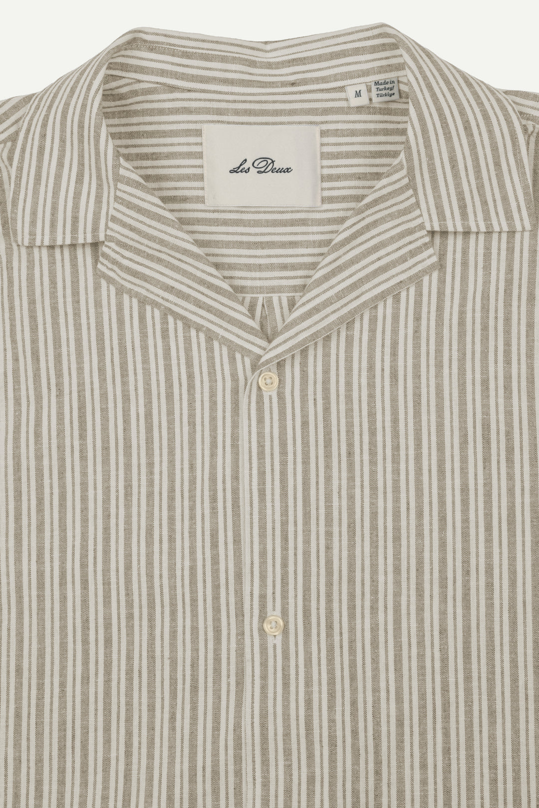 Stripe Cotton-Linen Short Sleeve Shirt - Dark Sand