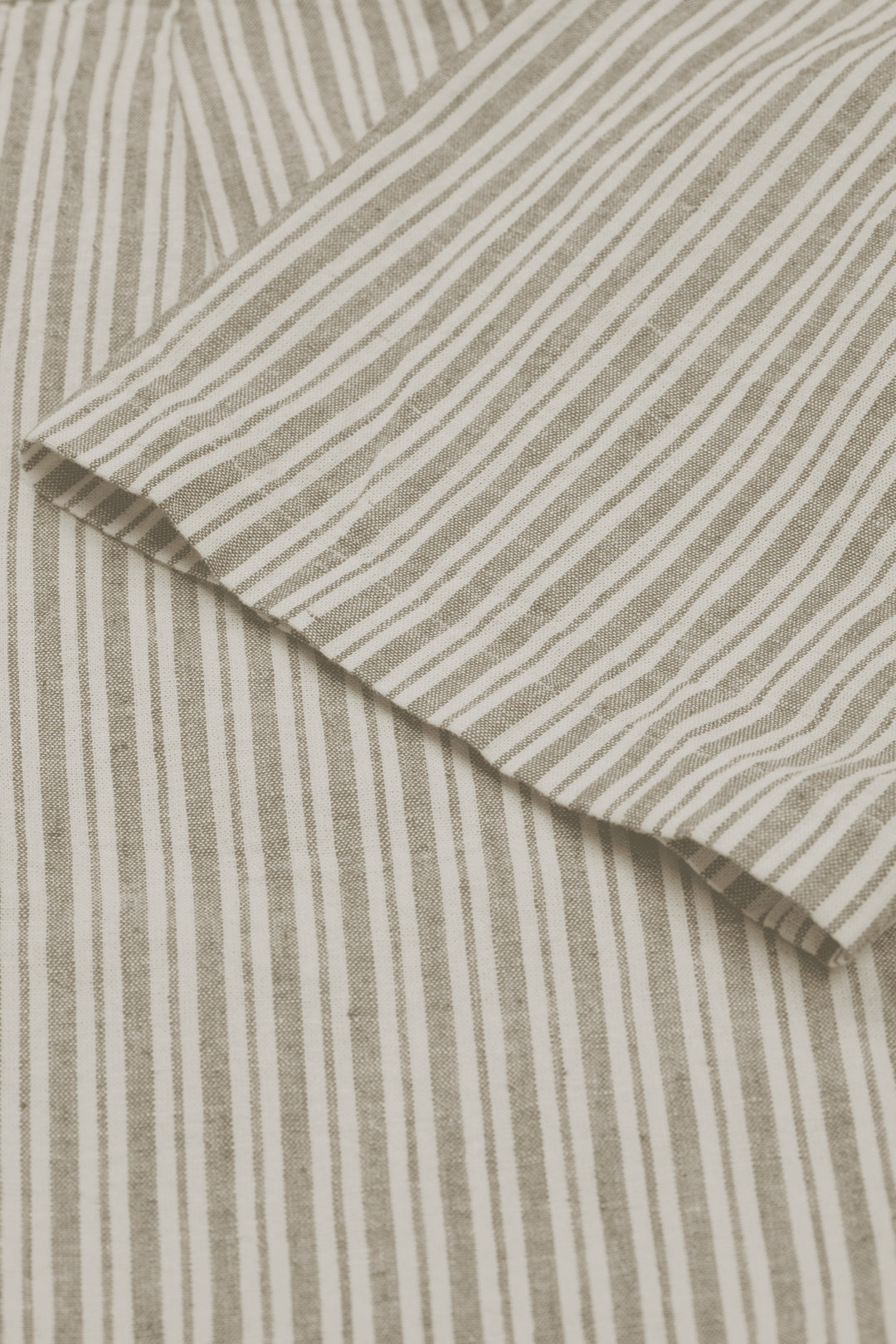 Stripe Cotton-Linen Short Sleeve Shirt - Dark Sand