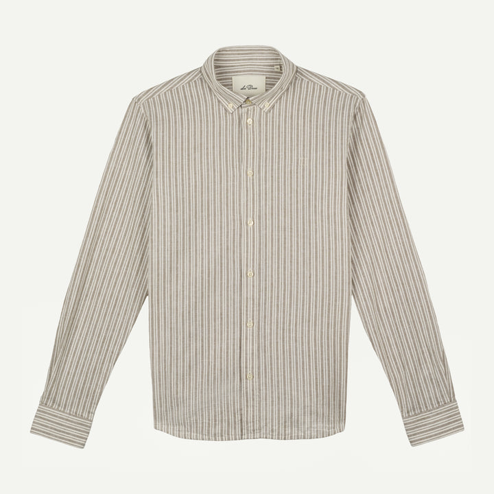 Stripe Cotton-Linen Shirt - Dark Sand