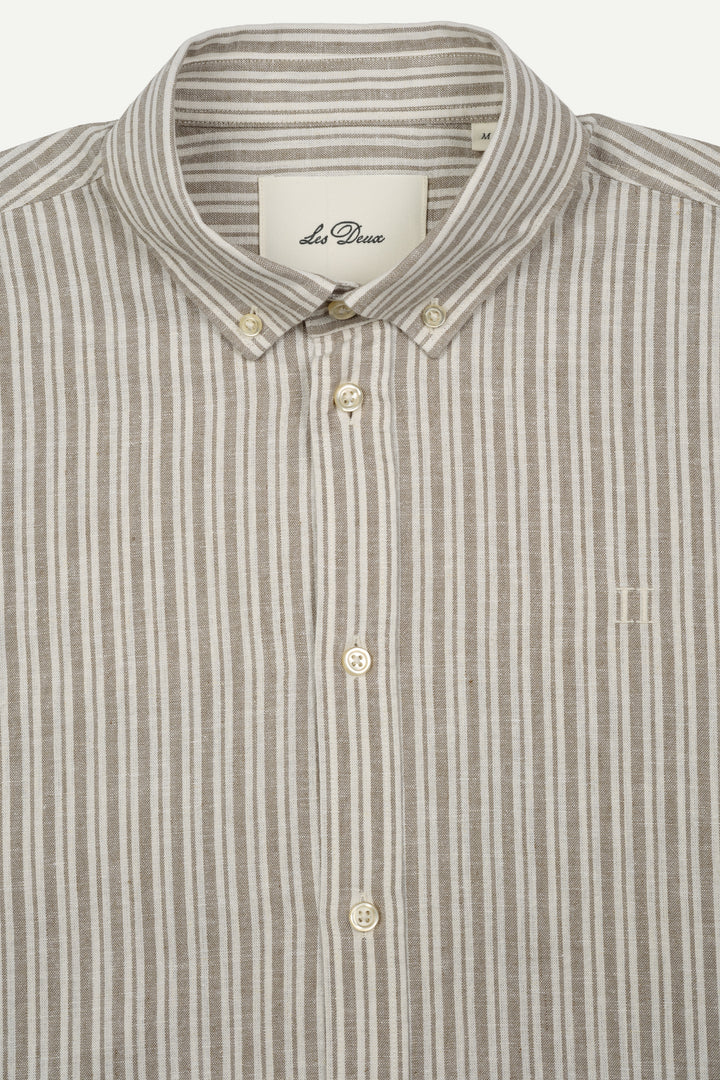 Stripe Cotton-Linen Shirt - Dark Sand