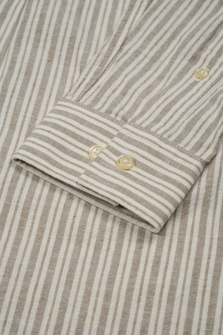 Stripe Cotton-Linen Shirt - Dark Sand