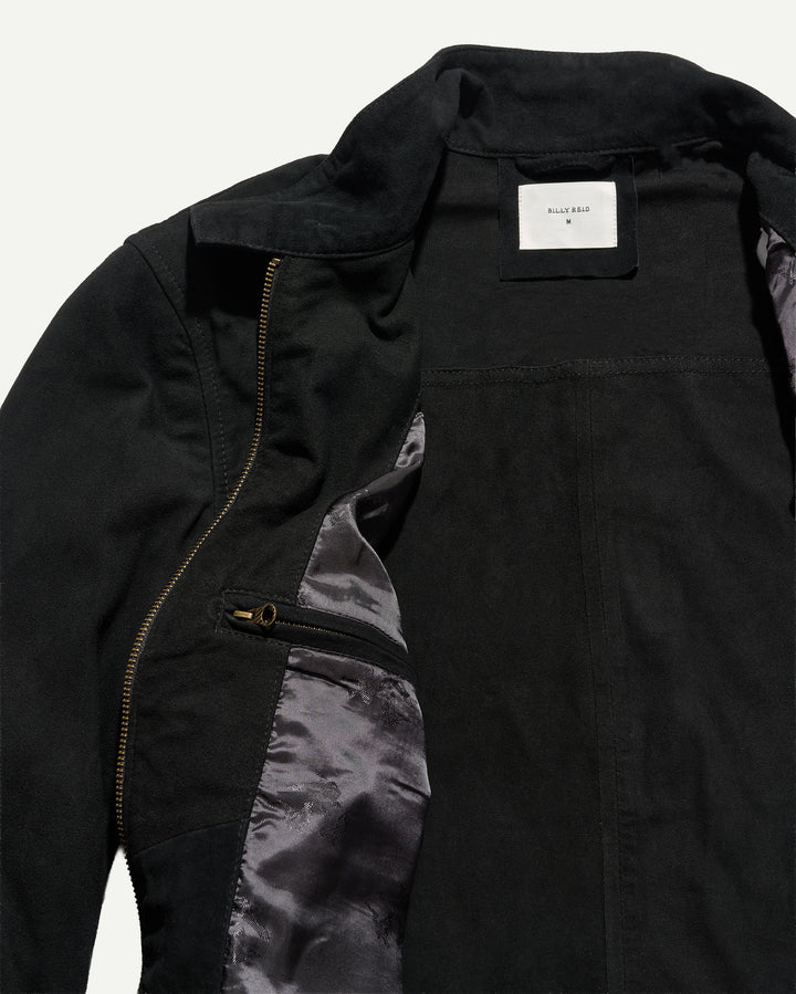 Suede Harrington Jacket - Black